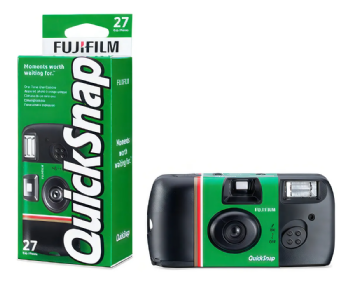 CAMERA ANALÓGICA FUJIFILM QUICK SNAP, COM FLASH E FILME PARA 27 FOTOS - PRETO/VERDE