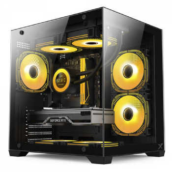 GABINETE GAMER BRX XTREME GLACIER, MINI TOWER, LATERAL E FRONTAL DE VIDRO, 3 FANS, R41B - PRETO