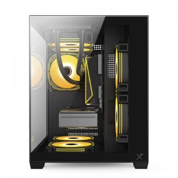 GABINETE GAMER BRX XTREME GLACIER, MINI TOWER, LATERAL E FRONTAL DE VIDRO, 3 FANS, R41B - PRETO