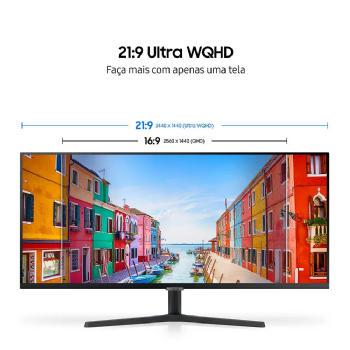 MONITOR SAMSUNG VIEWFINITY S5 ULTRAWIDE, 34'', UWQHD, 100HZ, 1MS, HDMI/DP - PRETO