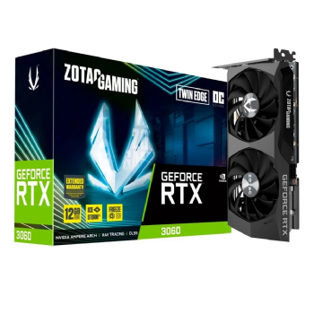 PLACA DE VÍDEO ZOTAC GAMING GEFORCE RTX 3060 12GB GDDR6 TWIN EDGE 192-BIT DLSS RAY TRACING DP/HDMI