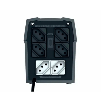 NOBREAK UPS MINI 600VA ENT. BIVOLT, SAIDA 115V, 4T 10A, 1BS 12V 5AH