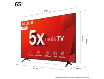 SMART TV 65" ULTRA HD 4K LG 65UT8050PSA COM PROCESSADOR A5 GER7 AI, WI-FI, BLUETOOTH, HDMI