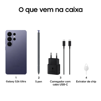 SMARTPHONE SAMSUNG GALAXY S26 ULTRA 5G BRANCO, 256GB, 12GB RAM, 6.9", GALAXY AI, 5000MAH, ANDROID 16