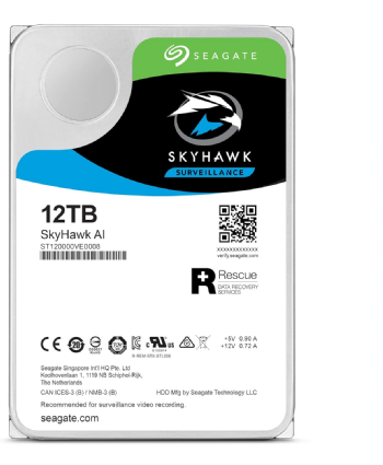 HARD DISK SATA III 12TB 7200RPM 256MB SEAGATE SKYHAWK AI SURVEILLANCE P/ DVR/NVR