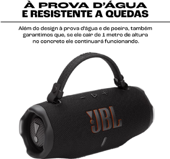 CAIXA DE SOM JBL CHARGE 6 PRETO, BLUETOOTH 5.4, 45W, IP68, ATÉ 28H DE REPRODUÇÃO, JBLCHARGE6BLKBR
