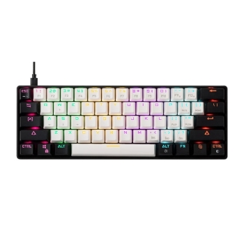 TECLADO MECANICO GAMER GAMDIAS AURA GK2, RGB SWITCH BLUE LAYOUT 60% -PRETO/BRANCO