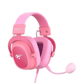 HEADSET GAMER HAVIT H2002D, MICROFONE DESTACÁVEL, CANCELAMENTO DE RUÍDO ROSA
