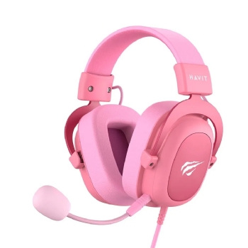 HEADSET GAMER HAVIT H2002D, MICROFONE DESTACÁVEL, CANCELAMENTO DE RUÍDO ROSA