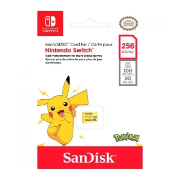 CARTAO MICRO SD SANDISK POKEMON 256GB, LEITURA 100MB/S, GRAV 90MB/S P/ NINTENDO SWITCH