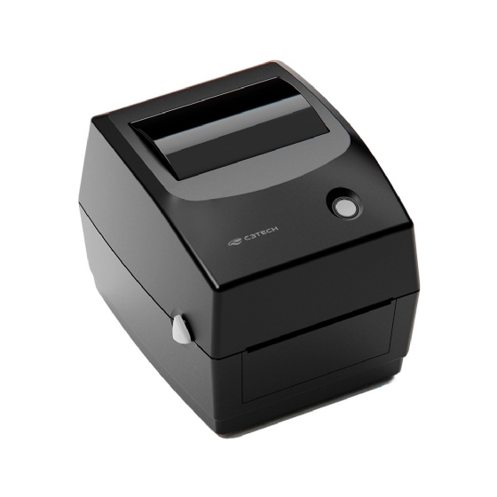 Impressora térmica de etiquetas C3Tech IT-W210 preta fechada em vista diagonal