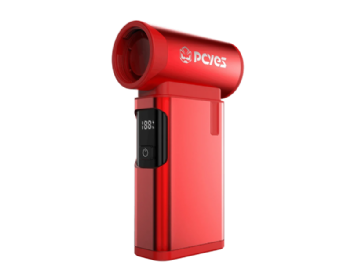 Mini soprador Turbo Jet Fan PCYes vermelho em vista frontal, com bico de saída de ar e empunhadura