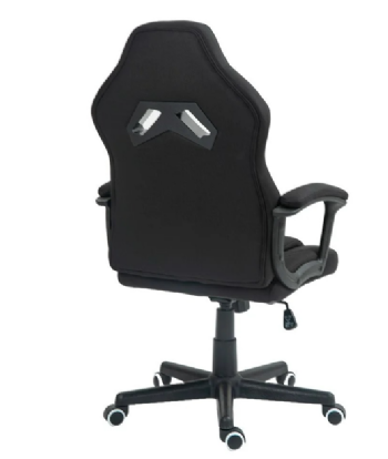 Cadeira gamer Duex Spectrum preta em vista lateral, mostrando o encosto reclinável e o apoio de braço