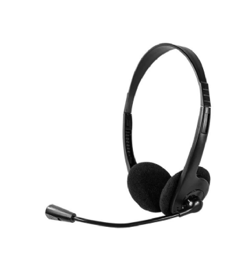 Headset com microfone Multilaser PH002 preto em vista lateral, com haste de microfone ajustável