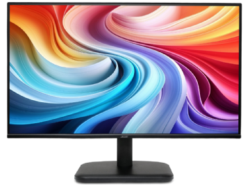 Monitor gamer Acer EK241Y de 23,8 polegadas em vista frontal, com imagem colorida na tela e base em pedestal