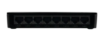 Switch Intelbras S1108G visto de frente, com as oito portas RJ45 Gigabit enfileiradas