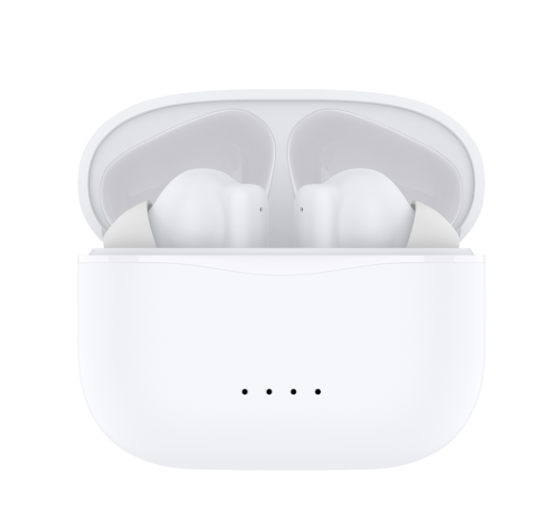 Estojo de carregamento fechado do fone Geonav Stylebeats WBAER16WT branco, com quatro LEDs de bateria